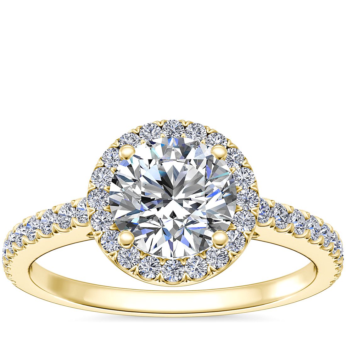 transmisión aceptable corto Anillo de compromiso de diamantes de halo clásico en oro amarillo de 14 k  (1/4 qt. total) | Blue Nile